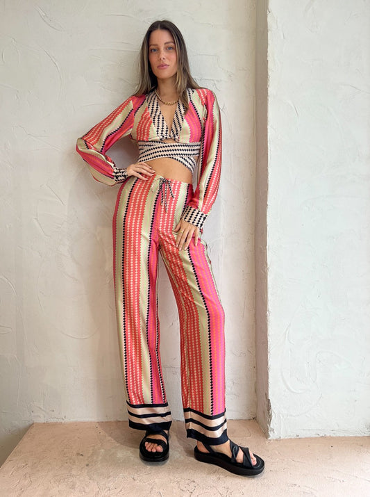 Hansen and Gretel Justine Relaxed Pant in Multi Diamond