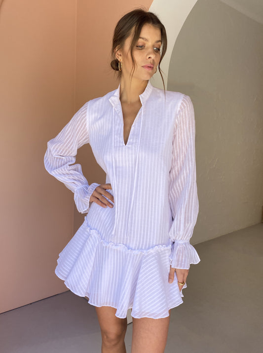 By Nicola Danse L/S Shift Mini Dress in White