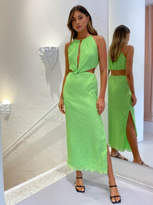 Issy Siren Dress in Lime