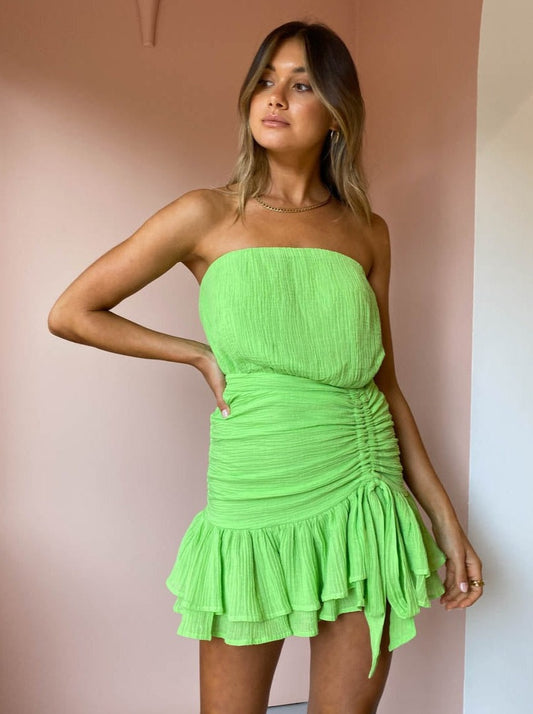 Issy Waves Dress in Lime