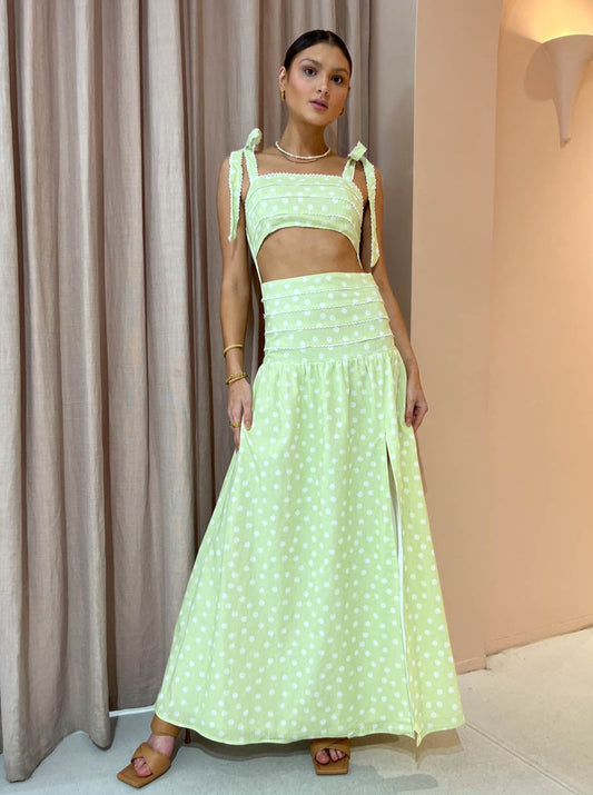 Issy Adore Dress in Key Lime Dot