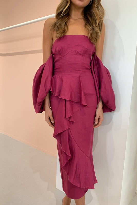 Joslin Abagail Linen Dress in Beaujolaris