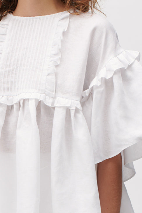 Joslin Amelia Smock Top in Optical White