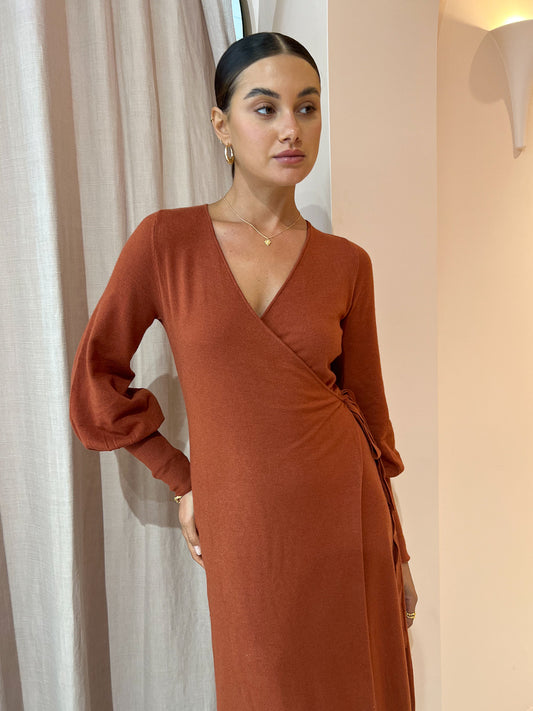 Kinney Marlow Wrap Dress in Terracotta