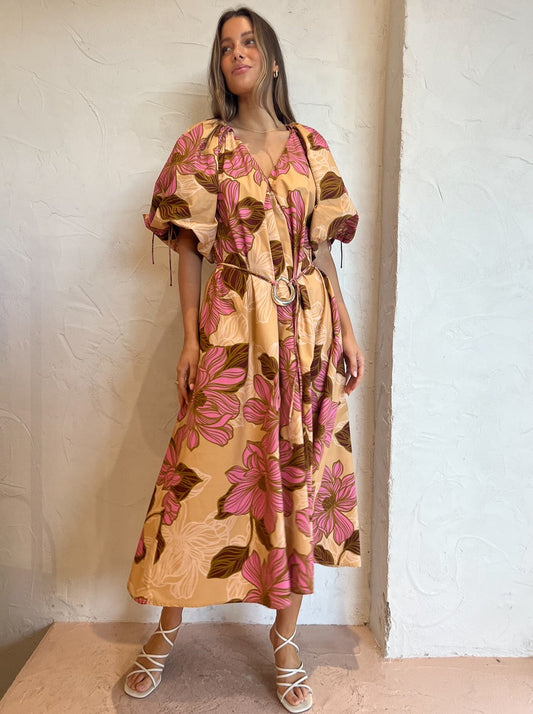 Kinney Elle Puff Sleeve Maxi in Rosa Floral