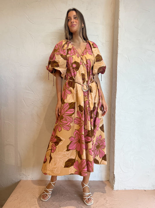 Kinney Elle Puff Sleeve Maxi in Rosa Floral