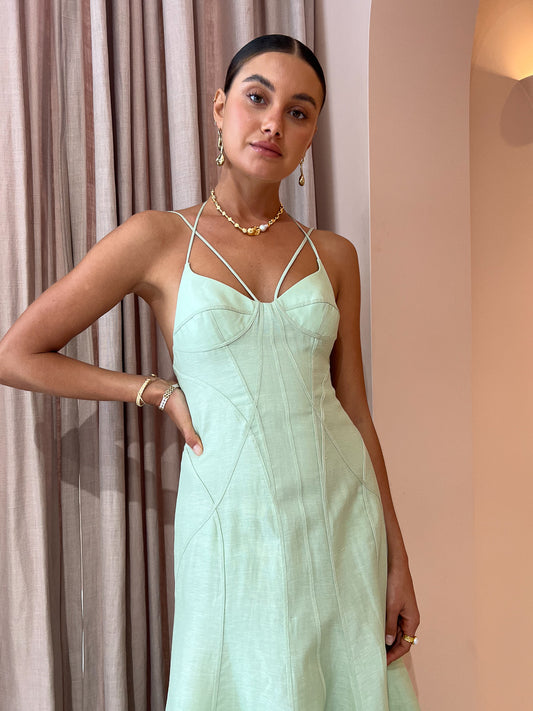 Leo Lin Gina Slip Midi Dress in Mint
