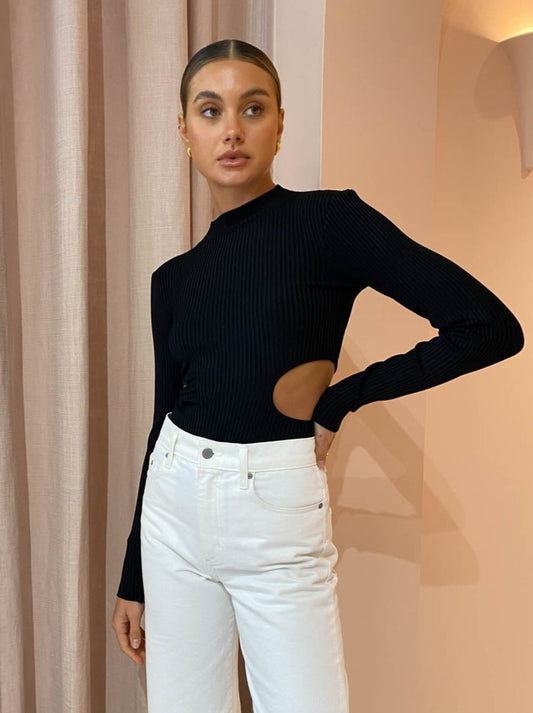 By Johnny Maya Sleeve Knit Top in Black