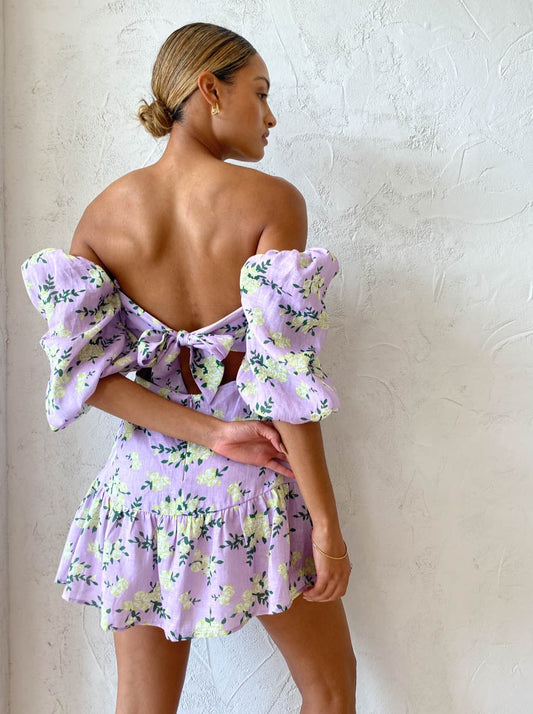 Rumer Mia Mini Dress in Lilac Floral