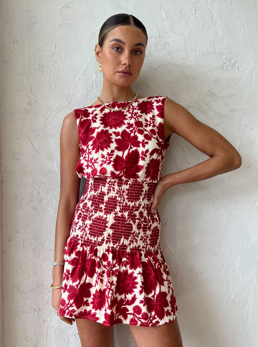 Sir Cinta Open Back Mini Dress in Valentina Floral Print Coco & Lola Sir Cinta Open Back Mini Dress in Valentina Floral Print Coco & Lola