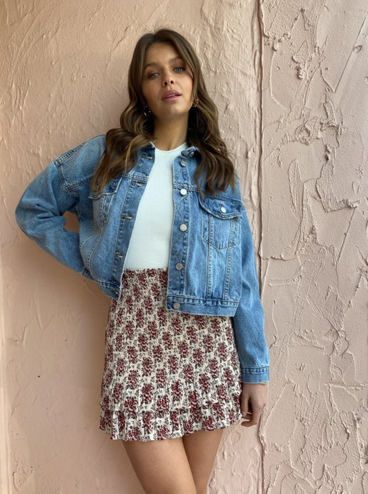 Sir Flore Ruched Mini Skirt in Flore Print – Coco & Lola