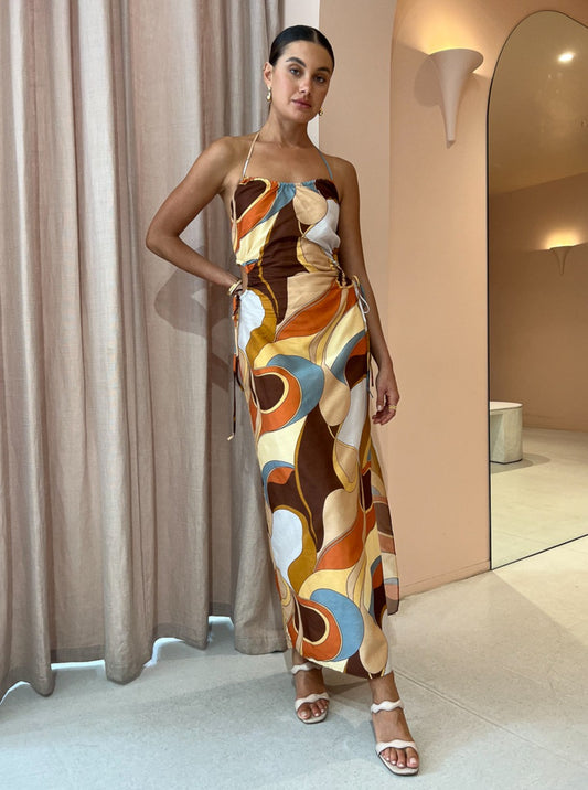 Sir Vista Halter Midi Dress in Vista Print