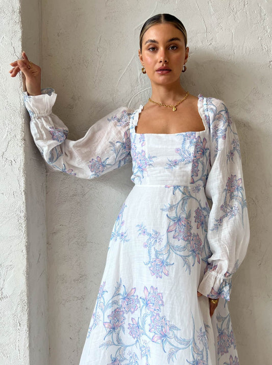 Saint Armont Enchanted Long Dress in Periwinkle Floral
