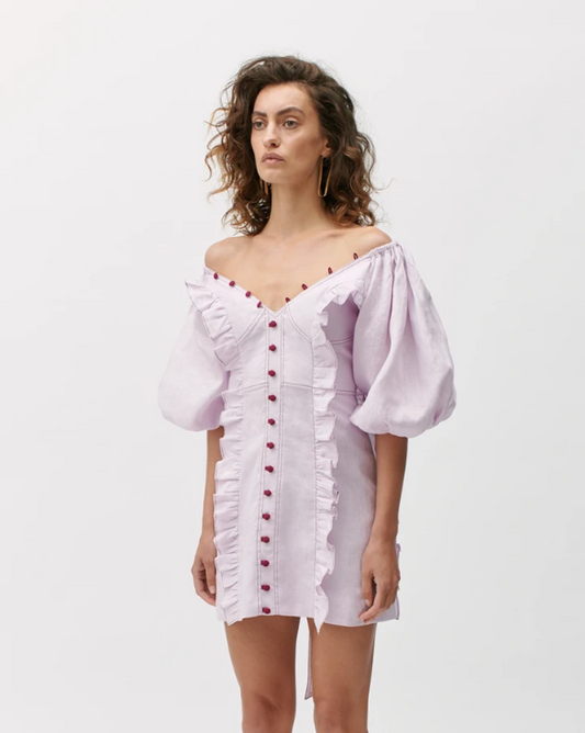 Joslin Annabella Linen Ramie Dress in Lilac Beaujolais