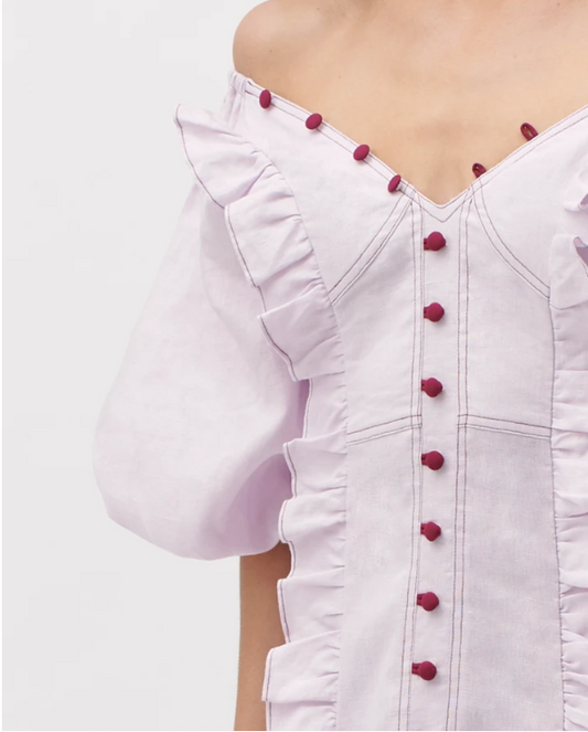 Joslin Annabella Linen Ramie Dress in Lilac Beaujolais