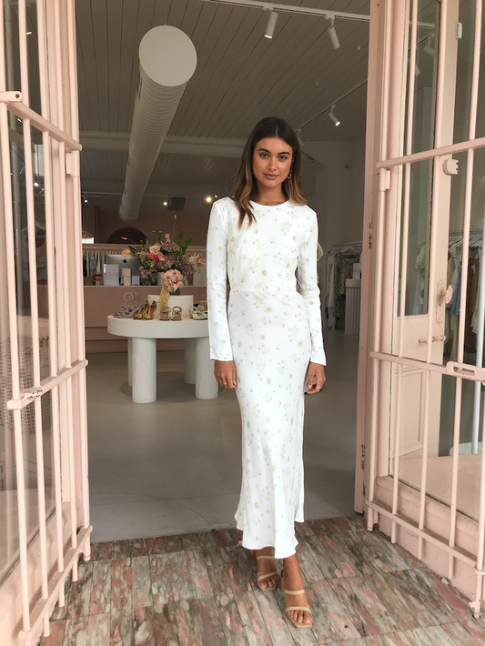 Third Form Wild Flowers Back Out Bias Midi Dress in Daisy