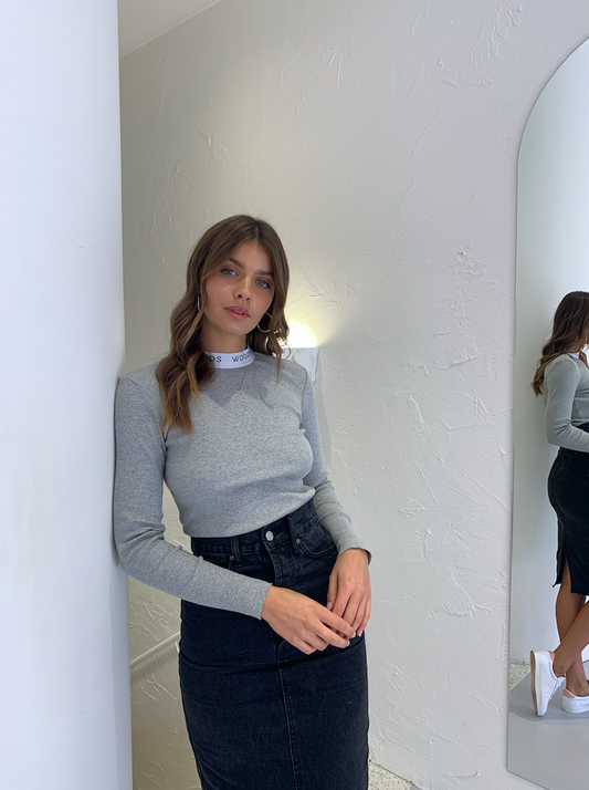 Viktoria & Woods Rib Longsleeve T in Grey Marle