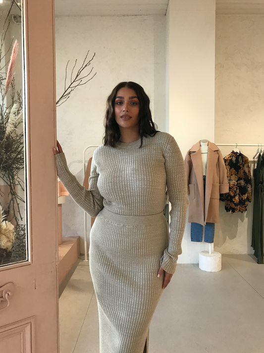 Anna Quan Mika Top in Oat Melange