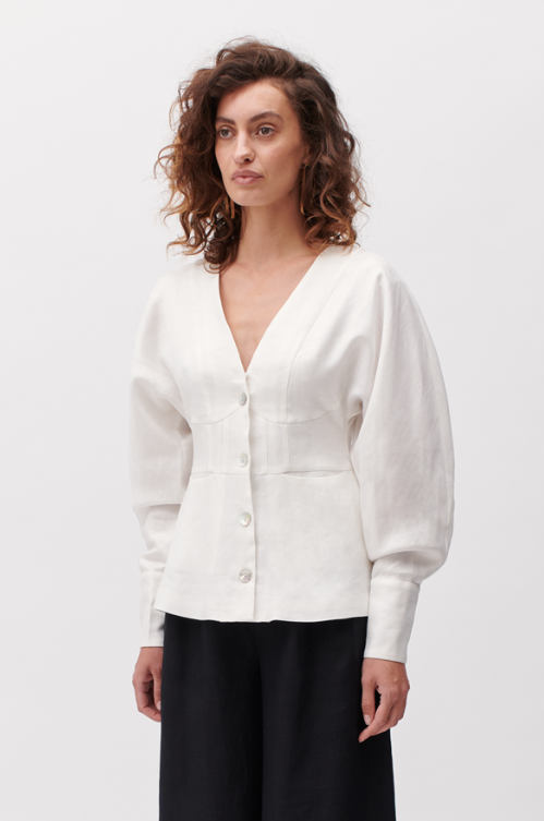 Joslin Arron Ramie Top in Ivory