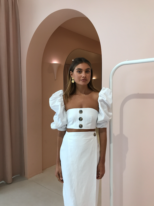 Joslin Annalise Bodice Top in Optical White