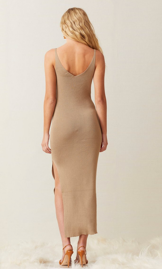 Bec and Bridge Sandy Midi Knit Dress in Beige Bec and Bridge Sandy Midi Knit Dress in Beige