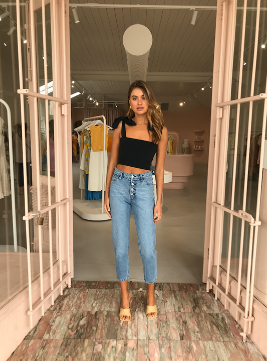 Thurley Harlow Crop Knit in Black