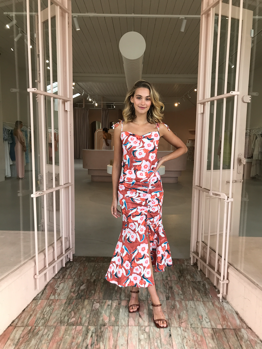 Vestire So First Dates Midi Skirt in Floral Print