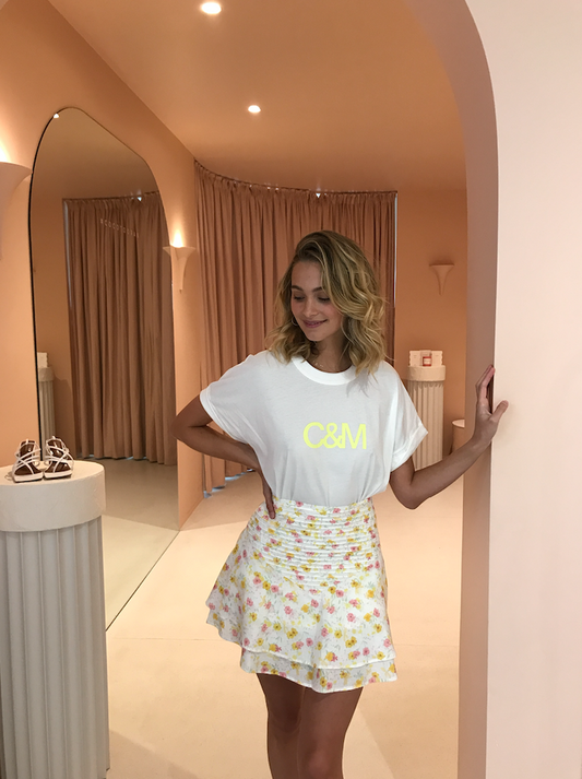 Camilla and Marc Huntington Tee in White with Yellow