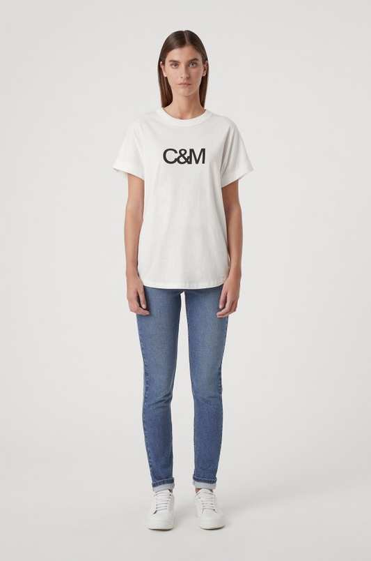 Camilla and Marc Huntington Tee in White with Black