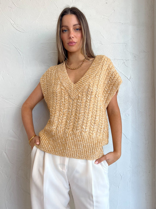 Shona Joy Siqueira Relaxed Vest in Taffy/Cream