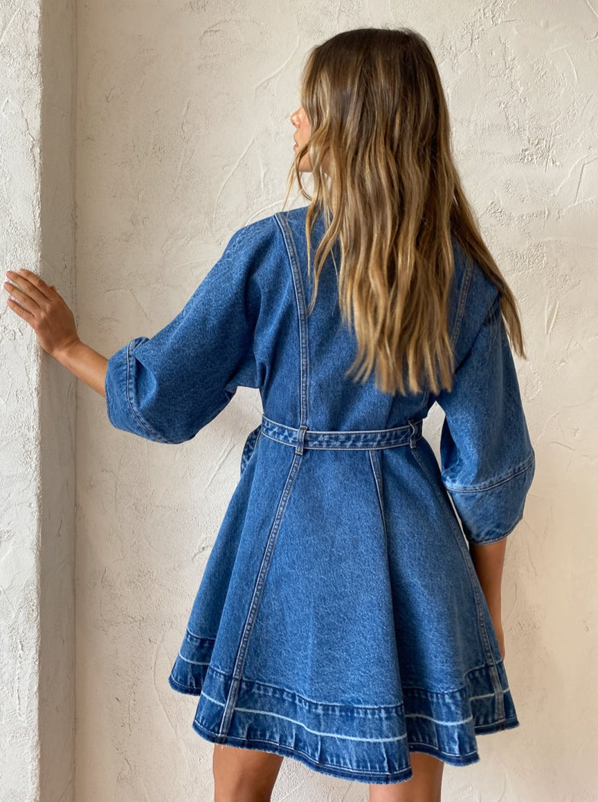 Shona Joy Anita Lantern Sleeve Mini Dress – Instyle Hire