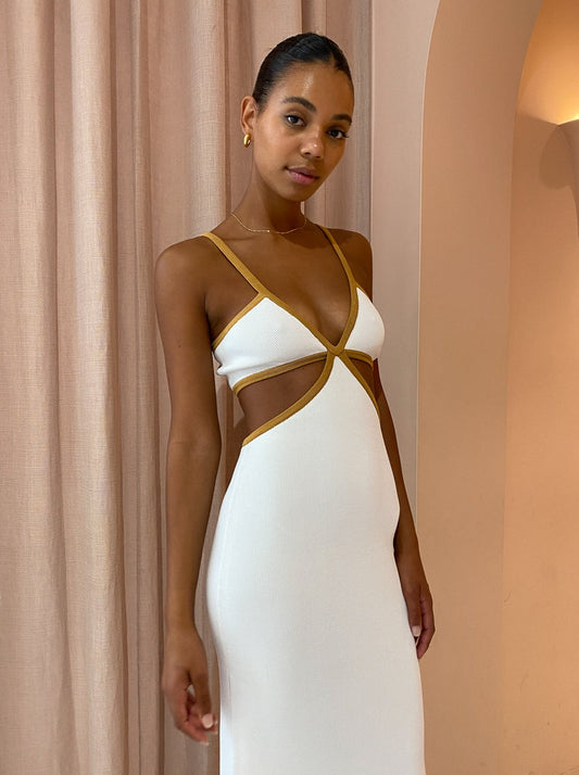 Significant Other Adi Dress in Cream and Almond Bind