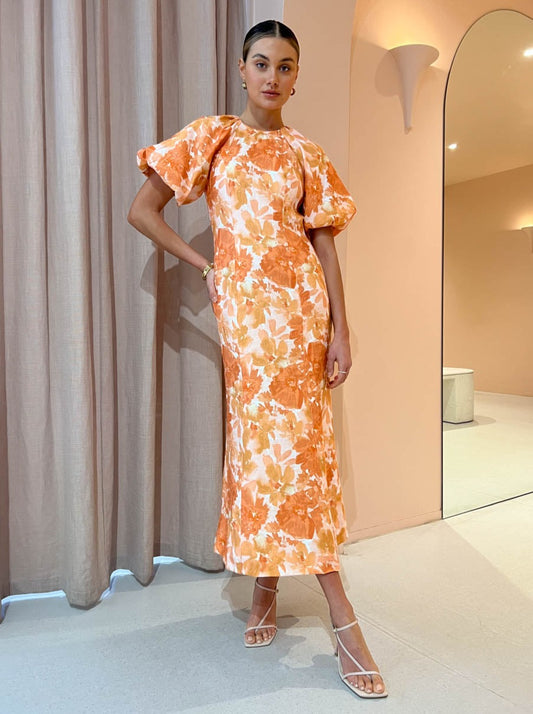 Significant Other Elena SS Midi Dress in Scarlet Poppy