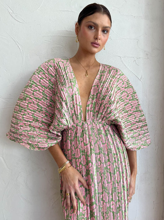 Sonya Gianna Dress in Olive Floral