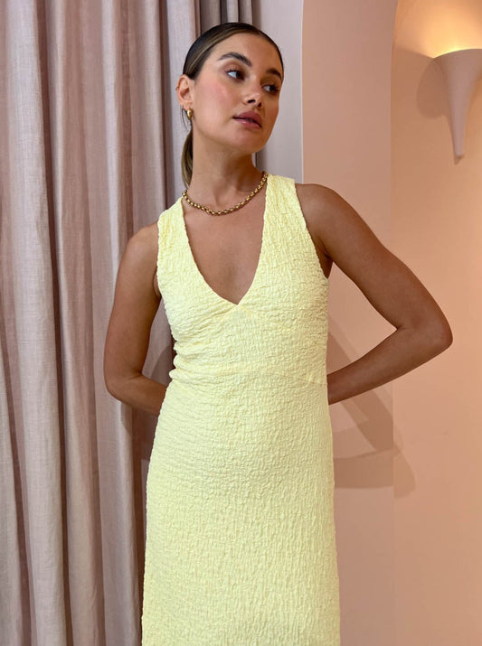 Sovere Frequency Midi Dress in Lemon Butter
