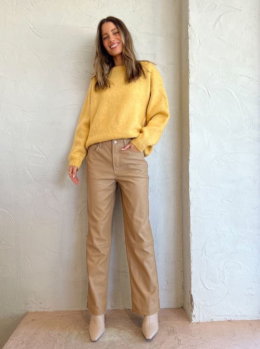 Sovere Asend Pu Pant in Praline