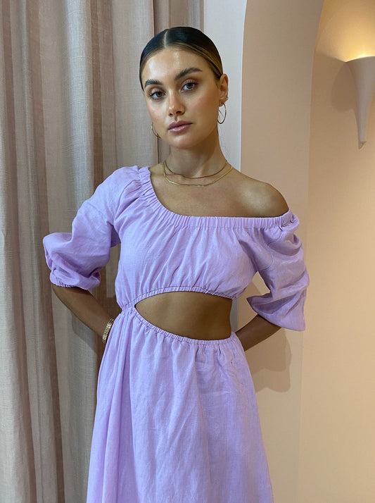 Sovere Entice Reversible Midi Dress in Frosted Lilac