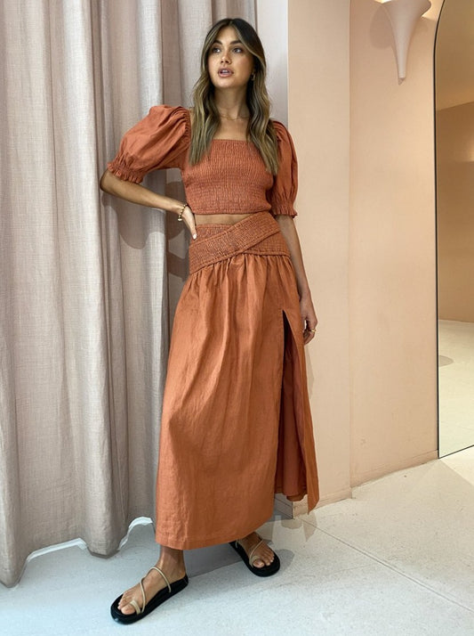 Sovere Bounty Midi Skirt in Clay