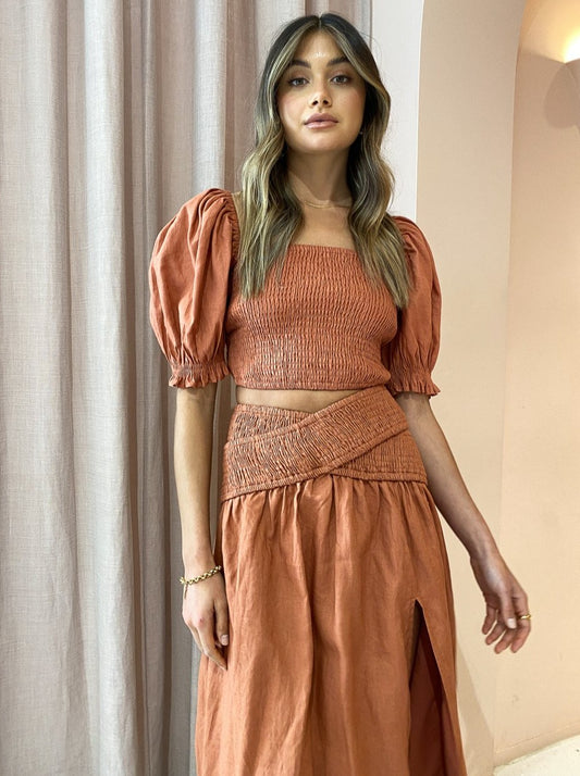 Sovere Bounty Midi Skirt in Clay