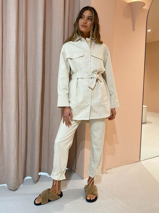 Suboo Abbie High Waisted Panel Pants in Cream