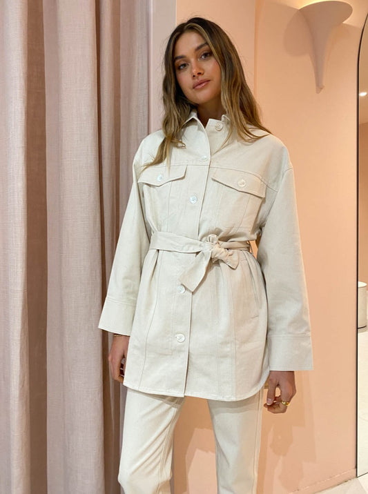 Suboo Abbie High Waisted Panel Pants in Cream