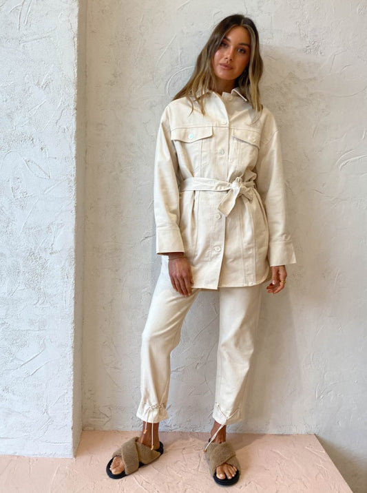 Suboo Abbie Oversized Panelled Jacket in Cream